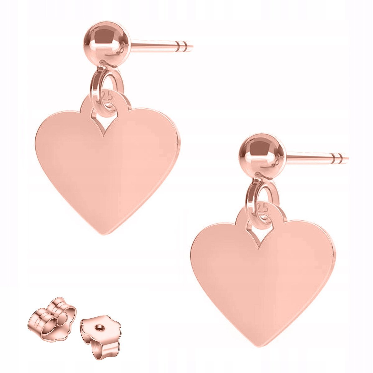 Kolczyki Pozłacane Małe Serca Hearts Blaszka Serce Serduszko SREBRO 925