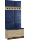 Meble do przedpokoju - Garderoba z welurowymi panelami ściennymi dąb sonoma + granat C9-L75 - miniaturka - grafika 1