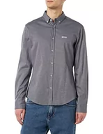 Koszule męskie - BOSS BIADO R Regular -Fit męska koszula z dwukolorowej bawełny, Navy411., XL - miniaturka - grafika 1