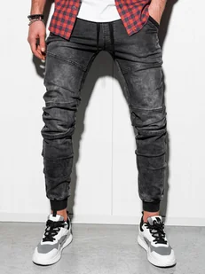 Ombre Clothing Męskie spodnie jeansowe jogger Edison czarny L - Spodnie męskie - miniaturka - grafika 1