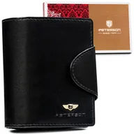 Portfele - Mały skórzany portfel damski portmonetka na karty Peterson, czarny - miniaturka - grafika 1