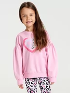 Swetry dla dziewczynek - Sinsay - Bluza - różowy - miniaturka - grafika 1