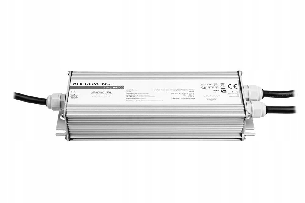 Zasilacz Led montażowy Bergmen Compact 270W 12VDC 22,5A wodoodporny IP68
