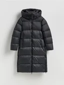 Płaszcze damskie - Reserved - Puchowy płaszcz - czarny - miniaturka - grafika 1