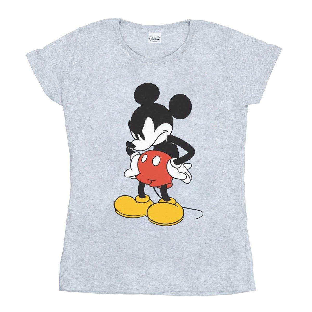 Disney Damska Bawełniana Koszulka Mickey Mouse Angry Look Down (M / Jasnoszary)