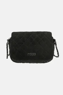 Pikowana listonoszka Nobo z klapką czarny zamsz - Torebki damskie - miniaturka - grafika 1