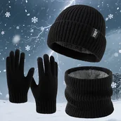 Czapki dla dzieci - TEMU Trzyczęściowy Jesienno-Zimowy Zestaw dla Nastolatków: Gruba, Ciepła Czapka Dziewiarska, Unisexowy Mieszany Zestaw, Casualowa Czapka na Zewnątrz, - miniaturka - grafika 1