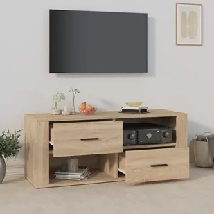 Szafka pod telewizor, dąb sonoma, 100x35x40 cm - Szafki RTV - miniaturka - grafika 4