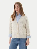 Swetry damskie - Tommy Hilfiger Kardigan WW0WW43089 Beżowy Regular Fit - miniaturka - grafika 1