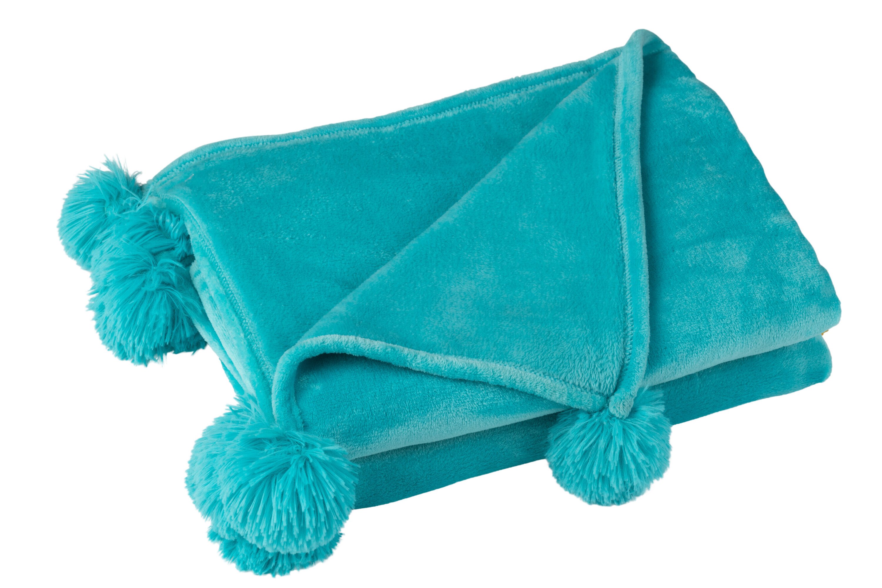 Pled Pompon Poliester Azur