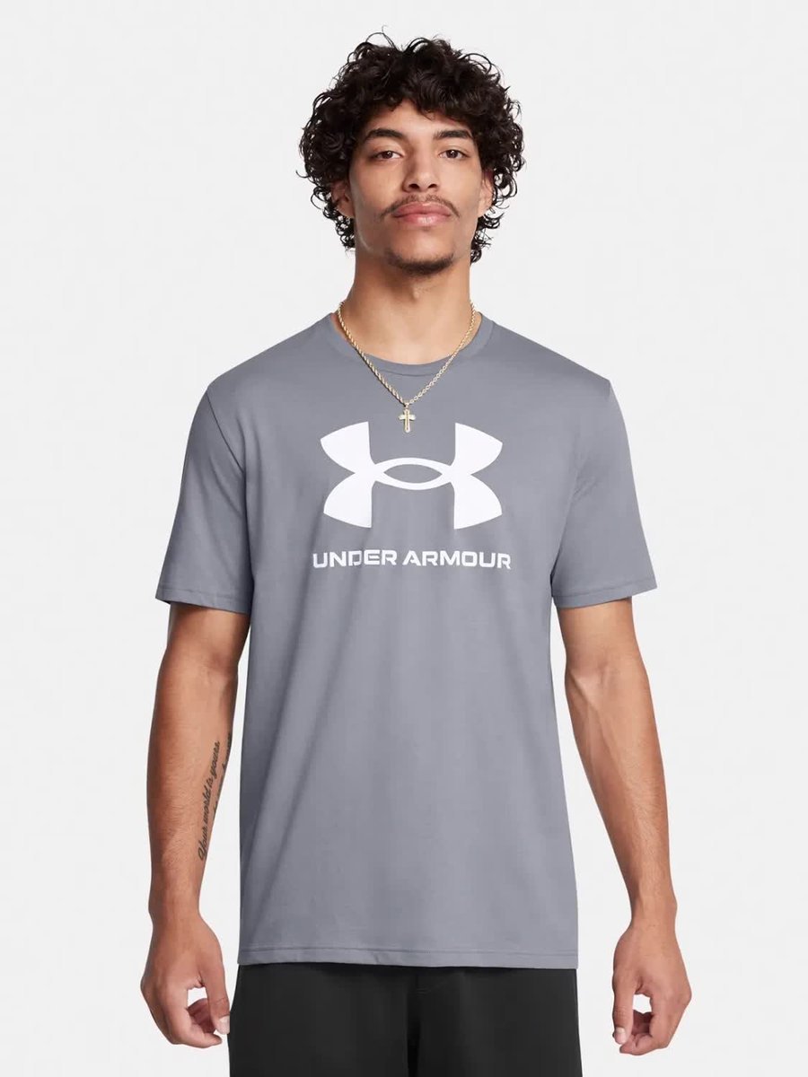 Koszulka męska Under Armour Sportstyle Logo 1382911-036 Szary Roz. S
