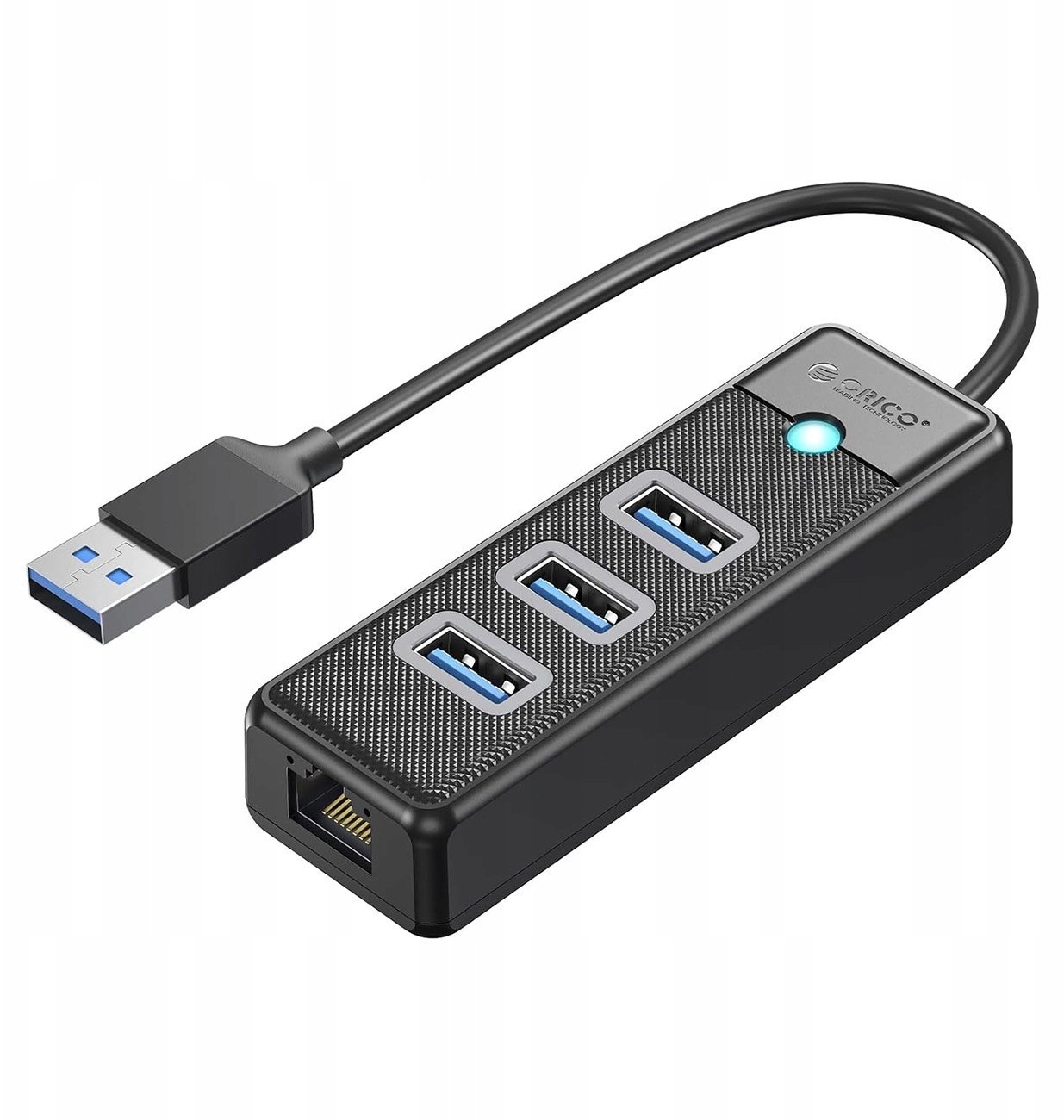 HUB USB Orico PW3UR25-U3 4-portowy 3x USB-A 3.0 1x RJ45 2.5G Ethernet 1 m - czarny 6941788856325