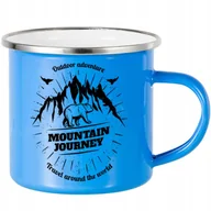 Kubki - KUBEK STALOWY Emaliowany NIEBIESKI 250ml MOUNTAIN JOURNEY Góromaniak Wzory - miniaturka - grafika 1