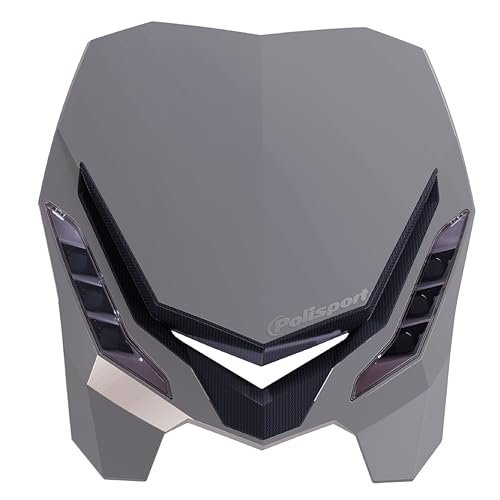 Polisport 8670800005 E-BLAZE reflektor przedni z włókna węglowego z lampą LED, pasuje do wszystkich modeli motocross/enduro szary