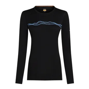 Koszulka damska Icebreaker Merino 200 Oasis LS Crewe Mountain Pulse Black S - Koszulki i topy damskie - miniaturka - grafika 1