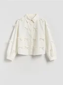 Bluzki dla dziewczynek - Reserved - Krótka koszula z kokardkami - złamana biel - miniaturka - grafika 1