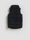 Kurtki i płaszcze dla dziewczynek - Reserved - Pikowana kamizelka z kapturem - czarny - miniaturka - grafika 1