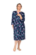 Bielizna nocna - KOSZULA NOCNA DAMSKA 3XL DŁUGI RĘKAW BAWEŁNIANA LUŹNA ROZPINANA GRANATOWA - miniaturka - grafika 1