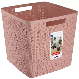 Koszyk kwadratowy Curver Jute 17L, pudrowy róż - Pojemniki biurowe - miniaturka - grafika 1