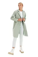 Płaszcze damskie - Damski kołnierz z klapą z długim rękawem zapinany na guziki klasyczny płaszcz - dwurzędowy, Miętowy, 64 - miniaturka - grafika 1