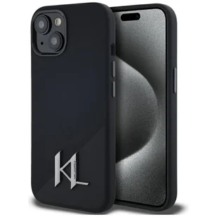 Karl Lagerfeld Silicone Shadow Metal Initial MagSafe - Etui do iPhone 15 (czarny) - Etui i futerały do telefonów - miniaturka - grafika 1