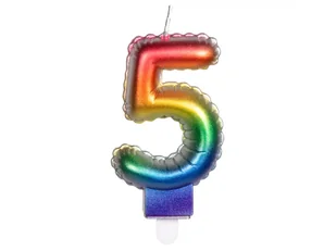 Świeczka cyferka kolorowa - 5 - pięć - Urodziny dziecka - miniaturka - grafika 1