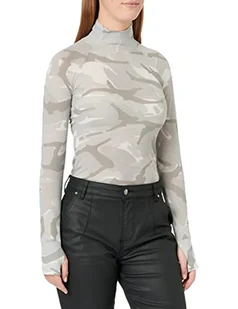 G-STAR RAW Damski top z nadrukiem Turtle Neck Slim na całej powierzchni, Wielokolorowy (Cool Grey Woodland Camo D22077-c565-d436), L - Koszulki i topy damskie - miniaturka - grafika 1