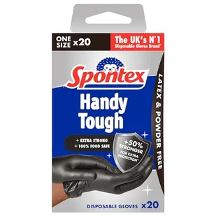 Spontex Handy wytrzymałe jednorazowe rękawiczki, jeden rozmiar, mocne, bezpieczne dla żywności, bez lateksu, 20 szt - Rękawice robocze - miniaturka - grafika 1
