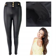 Legginsy - Legginsy lateksowe Woskowane OCIEPLANE Damskie Mat ALA SKÓRA LATEX XL - miniaturka - grafika 1