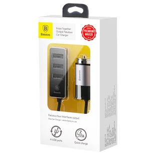 Enjoy Baseus Baseus Together ładowarka samochodowa z przedłużaczem hubem 4x USB 5.5A szary (CCTON-0G) hurtel-37937-0 - Ładowarki samochodowe - miniaturka - grafika 18