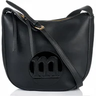 Torebki damskie - Torebka DUŻA Listonoszka MONNARI CZARNA LOGO Pojemna Praktyczna Czarna - miniaturka - grafika 1