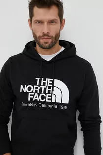 Bluzy męskie - The North Face bluza bawełniana męska kolor czarny z kapturem z nadrukiem - grafika 1