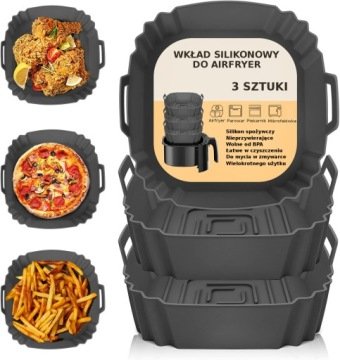 3x Forma Silikonowa Do Air Fryer Frytkownicy Wkład Do Pieczenia
