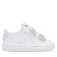 Buty dla dziewczynek - Sneakersy Puma Smash 3.0 Badges V 397287 07 Biały - miniaturka - grafika 1