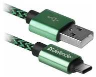 Kable USB - Defender USB AM-TYPE C 1,0m 2.1A Zielony - miniaturka - grafika 1