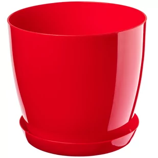 Doniczka Osłonka Na Kwiaty Podstawka Czerwona 14Cm - Donice - miniaturka - grafika 1