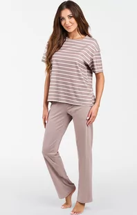 Bawełniana piżama damska cappuccino w paski Betty, Kolor cappuccino, Rozmiar S, Italian Fashion - Intymna - Piżamy damskie - miniaturka - grafika 1