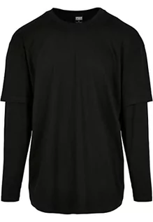 Koszulki męskie - Urban Classics Koszulka męska Oversized Shaped Double Layer Ls Tee T-Shirt, czarny/czarny, L - grafika 1