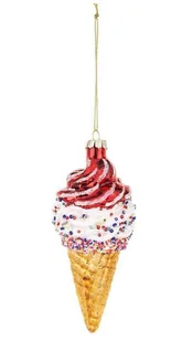 Bombka świąteczna lód rożek z wisienką wys.14cm - Bombki - miniaturka - grafika 1