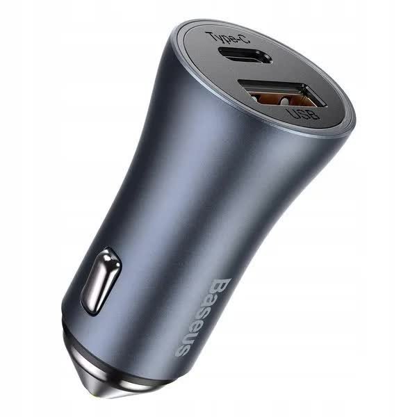 ŁADOWARKA SAMOCHODOWA Baseus Mocna GOLDEN CONTACTOR PRO USB + USB-C SZARY