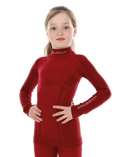 Odzież sportowa dziecięca - Bluza termoaktywna dziewczęca Junior Brubeck Active Wool LS13690 bordowy - grafika 1