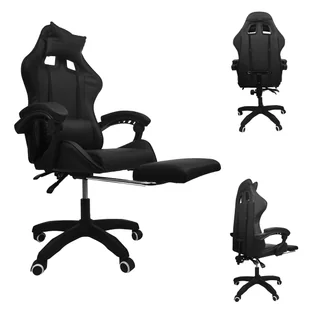 FOTEL GAMINGOWY DLA GRACZA BIUROWY KOMPUTEROWY OBROTOWY + PODNÓŻEK MASAŻ CZARNY KG104 - Fotele gamingowe FOTEL GAMINGOWY DLA GRACZA BIUROWY KOMPUTEROWY OBROTOWY + PODNÓŻEK MASAŻ CZARNY KG104 - Fotele gamingowe - miniaturka - grafika 1