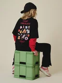 Koszulki dla dziewczynek - 4F T-shirt loose z nadrukiem dziewczęcy - czarny 158/164 (12-14 lat) - miniaturka - grafika 1