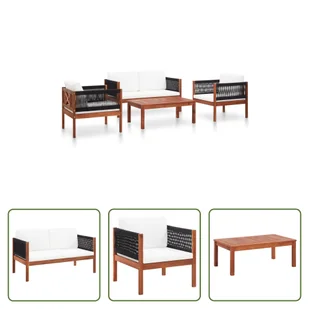 The Living Store 4-cz. Zestaw wypoczynkowy do ogrodu z litego drewna akacjowego - Meble ogrodowe The Living Store 4-cz. Zestaw wypoczynkowy do ogrodu z litego drewna akacjowego - Meble ogrodowe - miniaturka - grafika 1