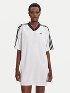Sukienki - adidas Sukienka codzienna adicolor Football Jacquard KB8153 Biały Oversize - miniaturka - grafika 1