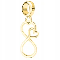 Bransoletki - Charms Złoty Serce z Nieskończonością Znak Nieskończoność SREBRO 925 - miniaturka - grafika 1