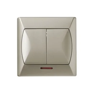 Ospel Włącznik podwójny z podświetleniem AKCENT satynowy - Wyłączniki światła i elektryczne - miniaturka - grafika 1