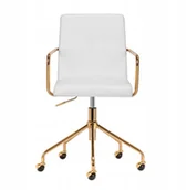 Krzesła - Krzesło Kosmetyczne QS-OF211G złoto kremowo - szare - miniaturka - grafika 1