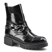 Botki damskie - Czarne Botki Karino Damskie Skórzane Obuwie - miniaturka - grafika 1