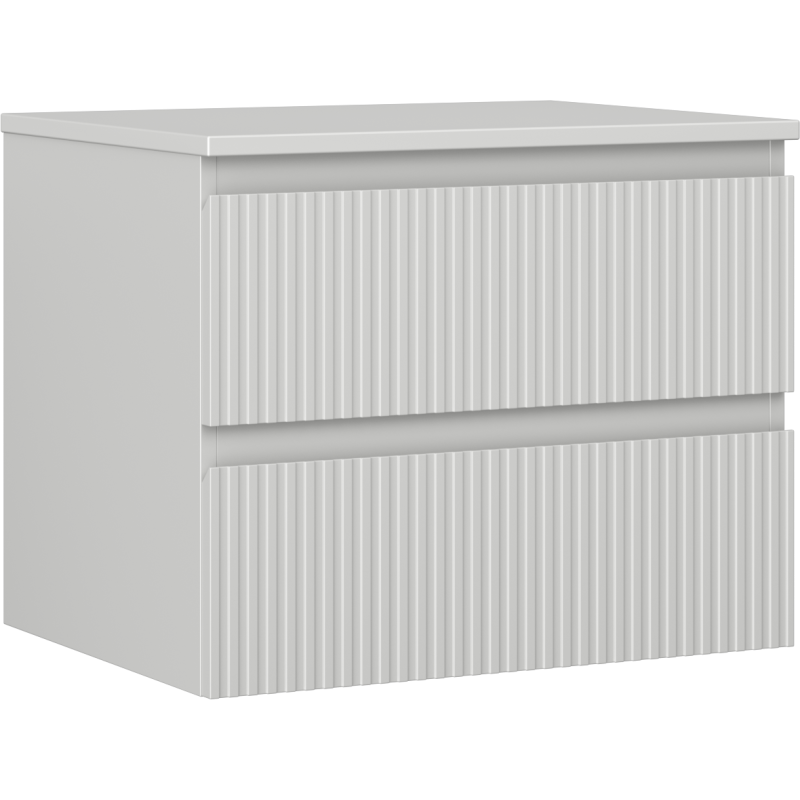 Mexen Rivel szafka łazienkowa podumywalkowa 60 cm z blatem, 2 szuflady, ryflowana , szara mat - 91A20-06047-2-BFFC62